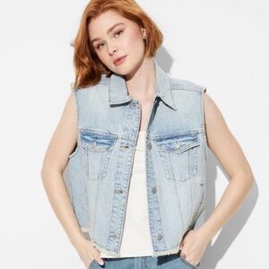 Denim Oversized Trucker Vest